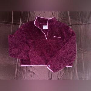Maroon Champion Cropped Sherpa Half-Zip